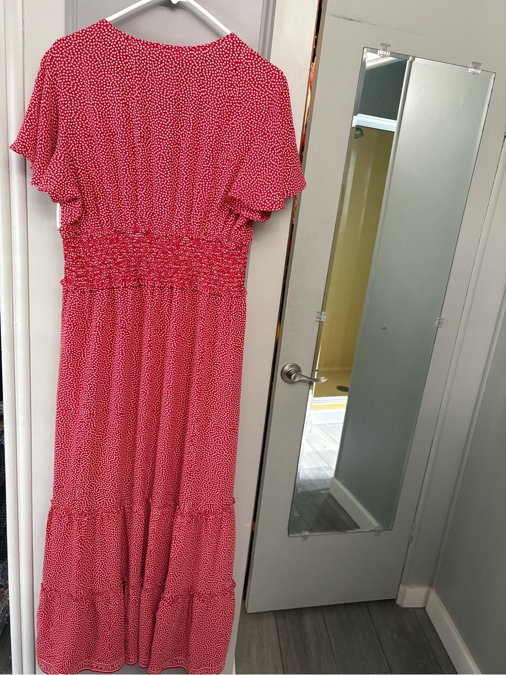 Red Polka Max studio Dot Maxi Dress - Flowy Short Sleeve Women’s Dress - Picture 2 of 2